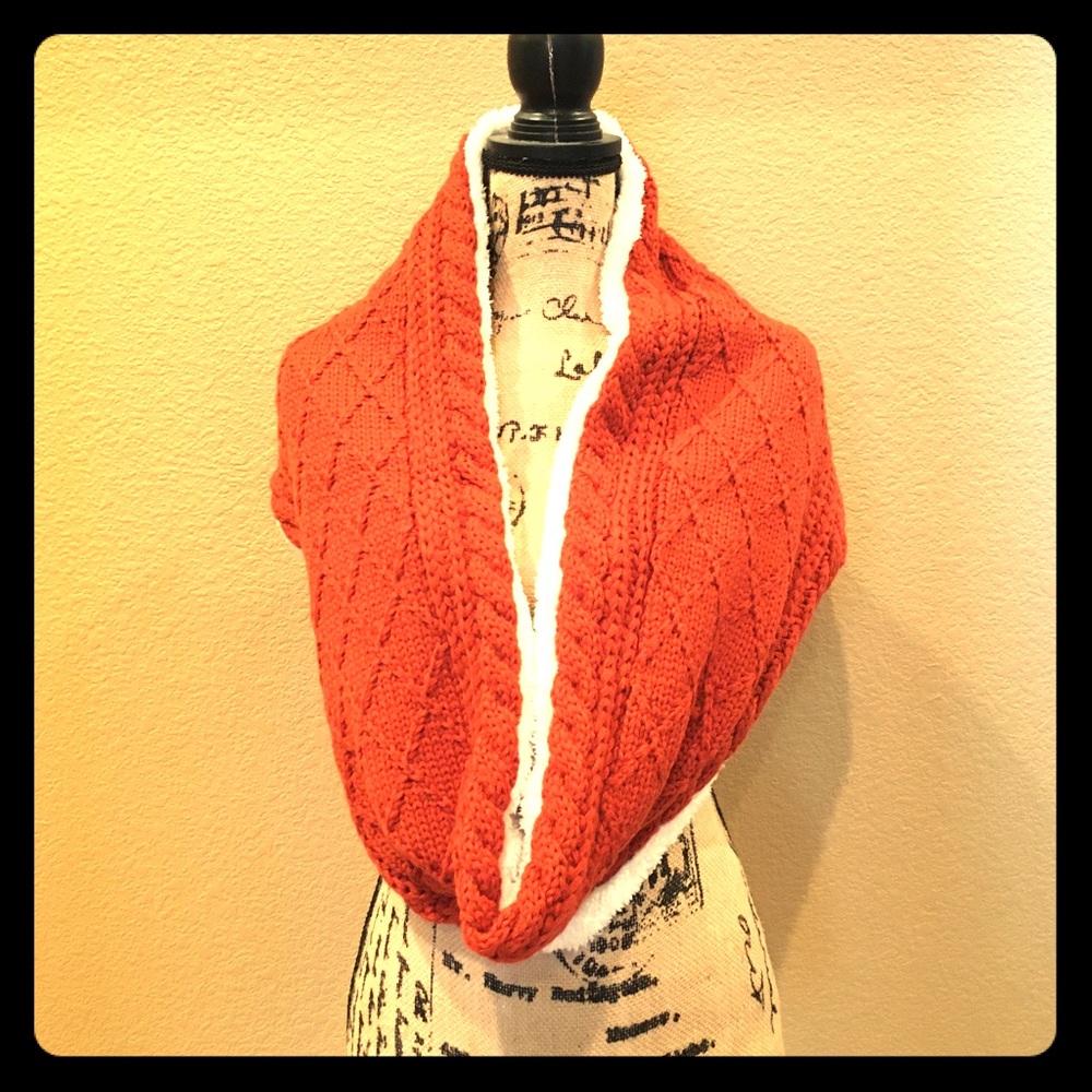Burnt Orange Crotchet Infinity Scarf